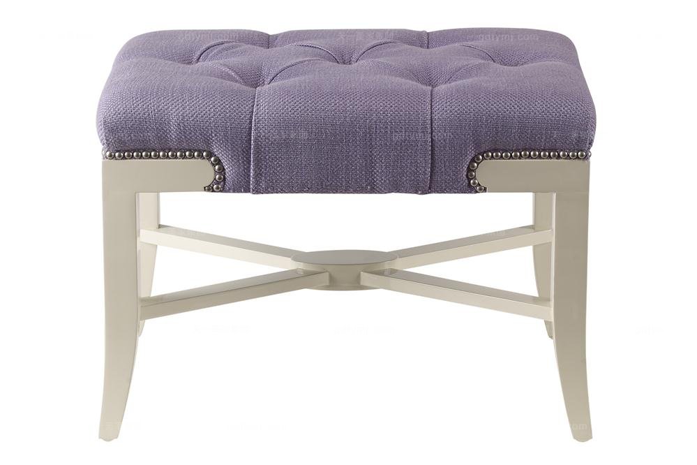 高端品牌美式紫色布艺妆凳