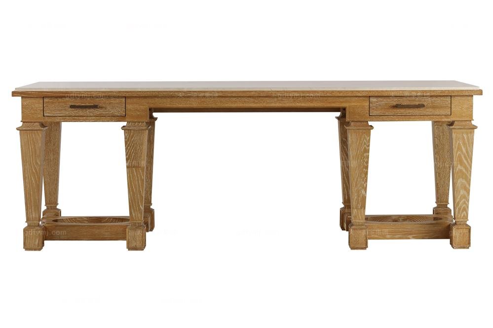 高端美式原木色书桌