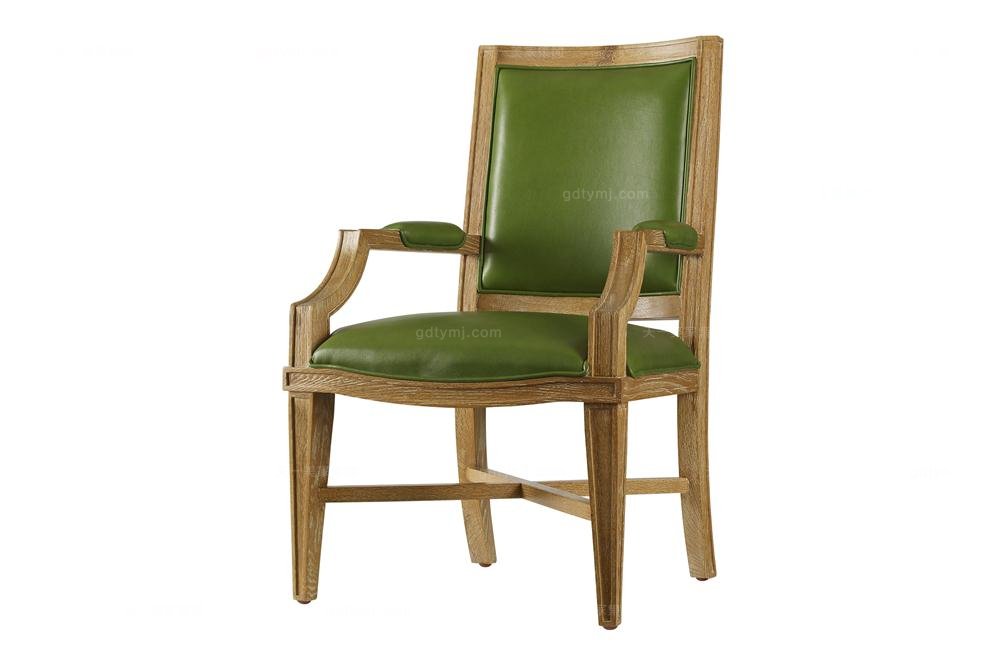 高端美式绿色真皮书椅