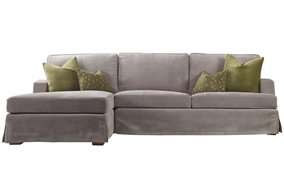高端品牌美式灰色布艺转角沙发
