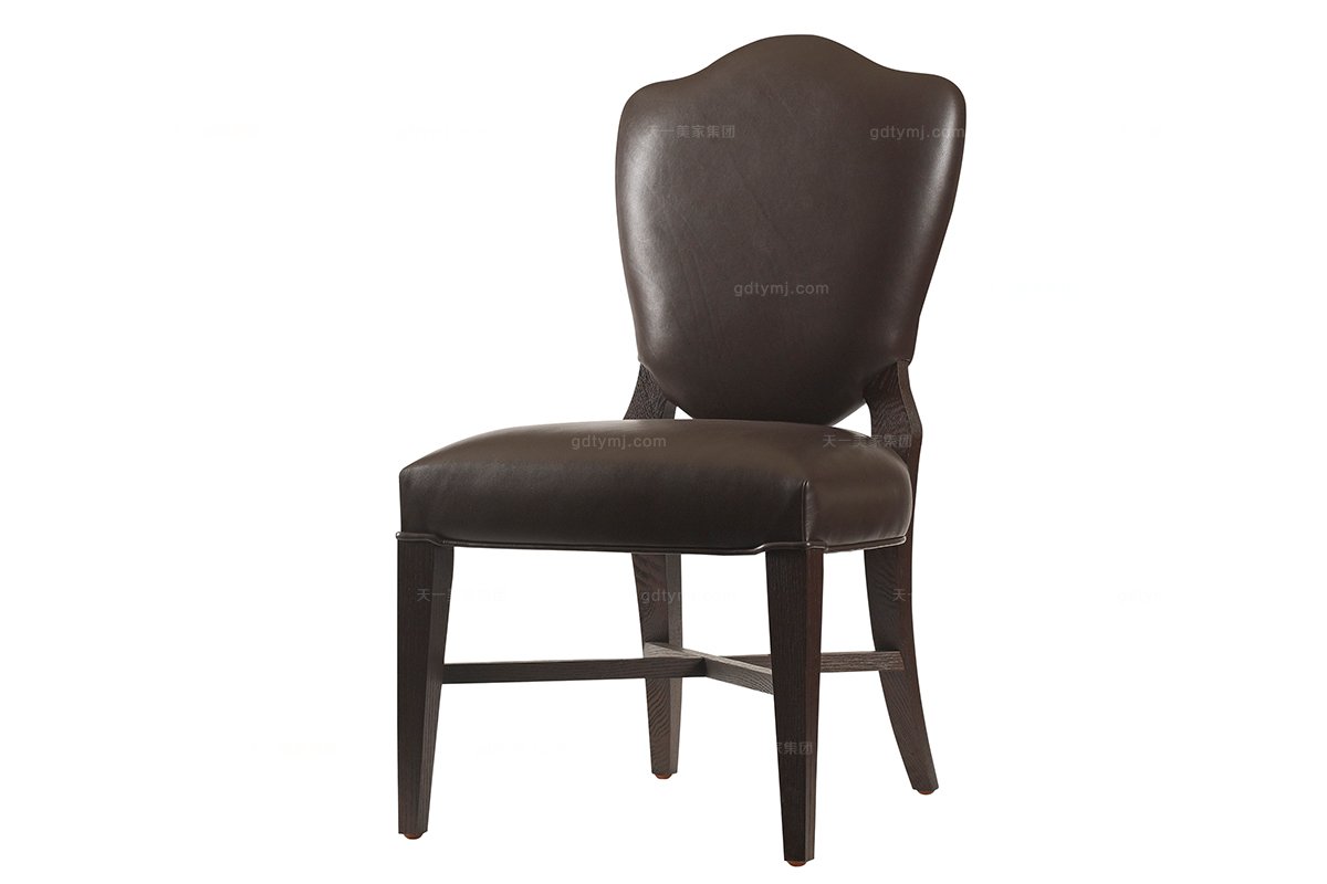 高端品牌美式黑色真皮餐椅
