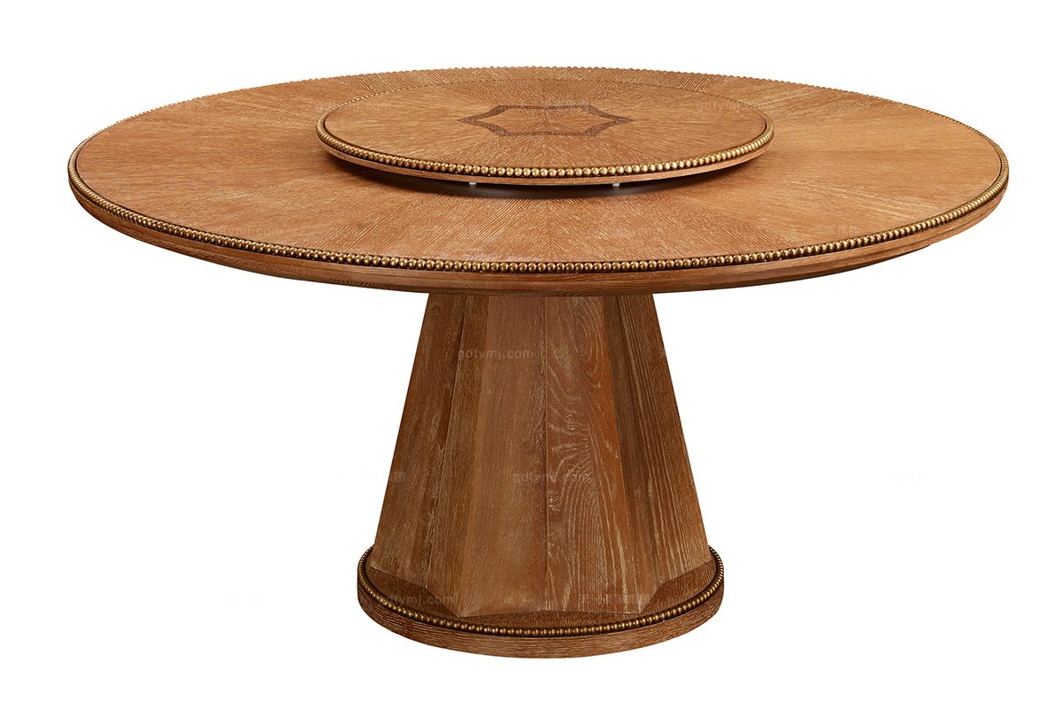 高端品牌美式实木圆餐桌