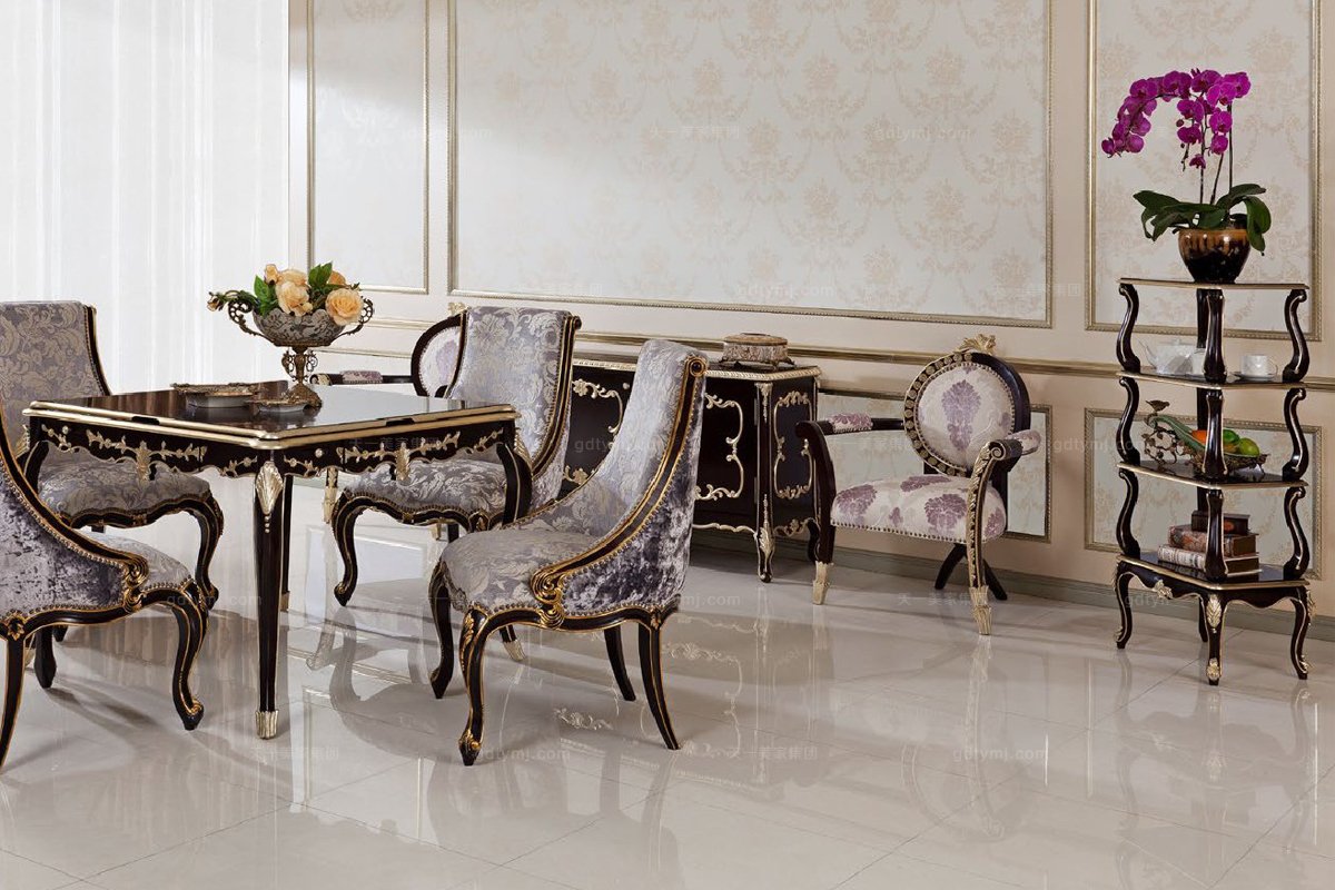 高端别墅法式花纹布艺餐椅