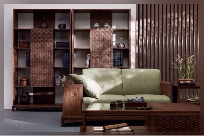 高端东南亚实木装饰书柜