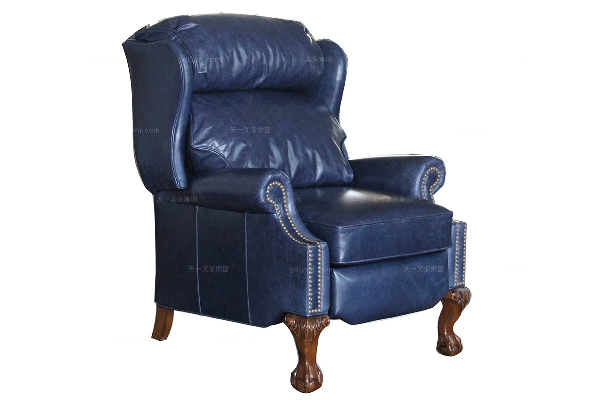 高端品牌美式蓝色休闲椅