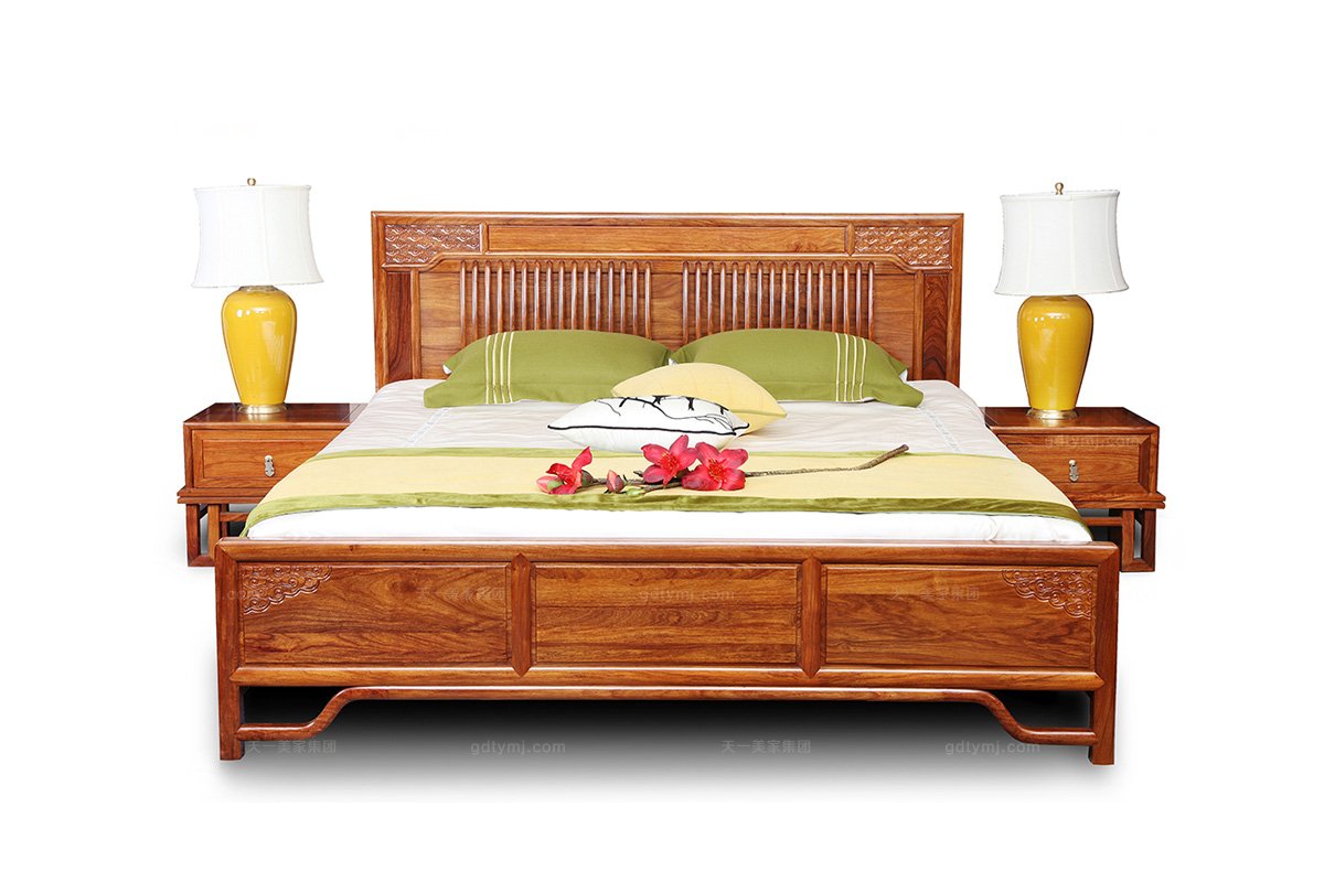 新中式别墅星欧注册实木星欧注册双人床