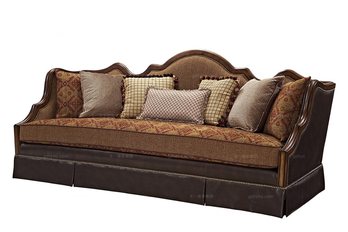 高端星欧注册美式布艺三位沙发