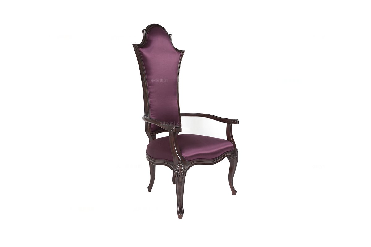 高端新古典紫色布艺扶手餐椅