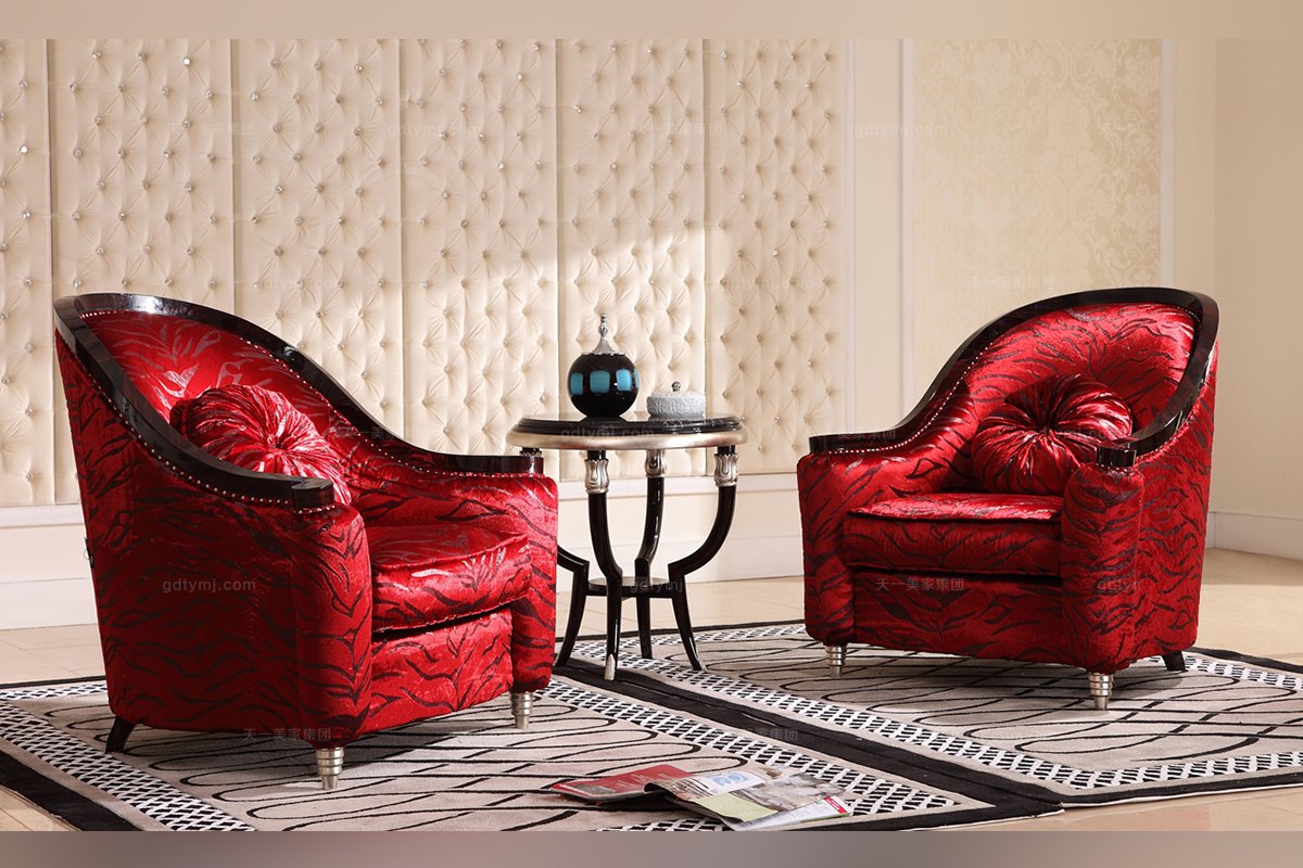 高端奢华新古典红色单人沙发