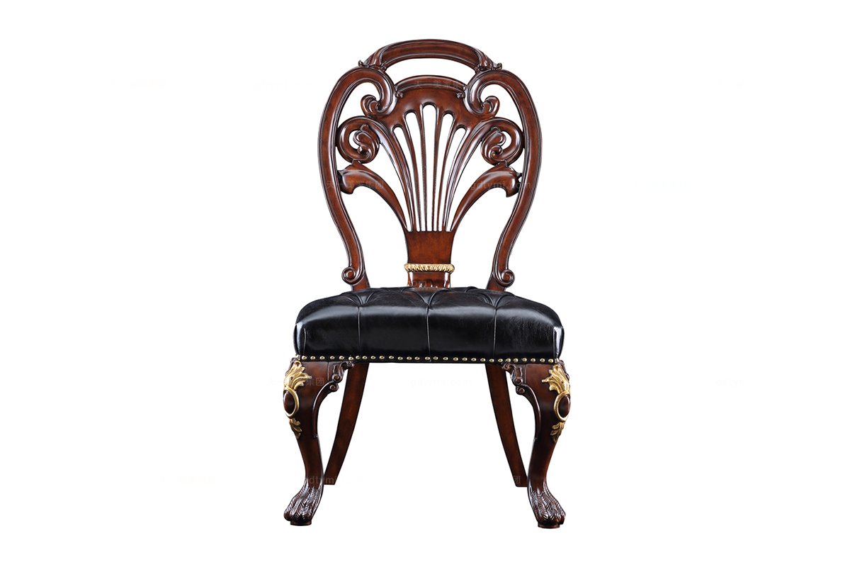 广东名贵别墅星欧注册高端奢华新古典实木雕花无扶手餐椅