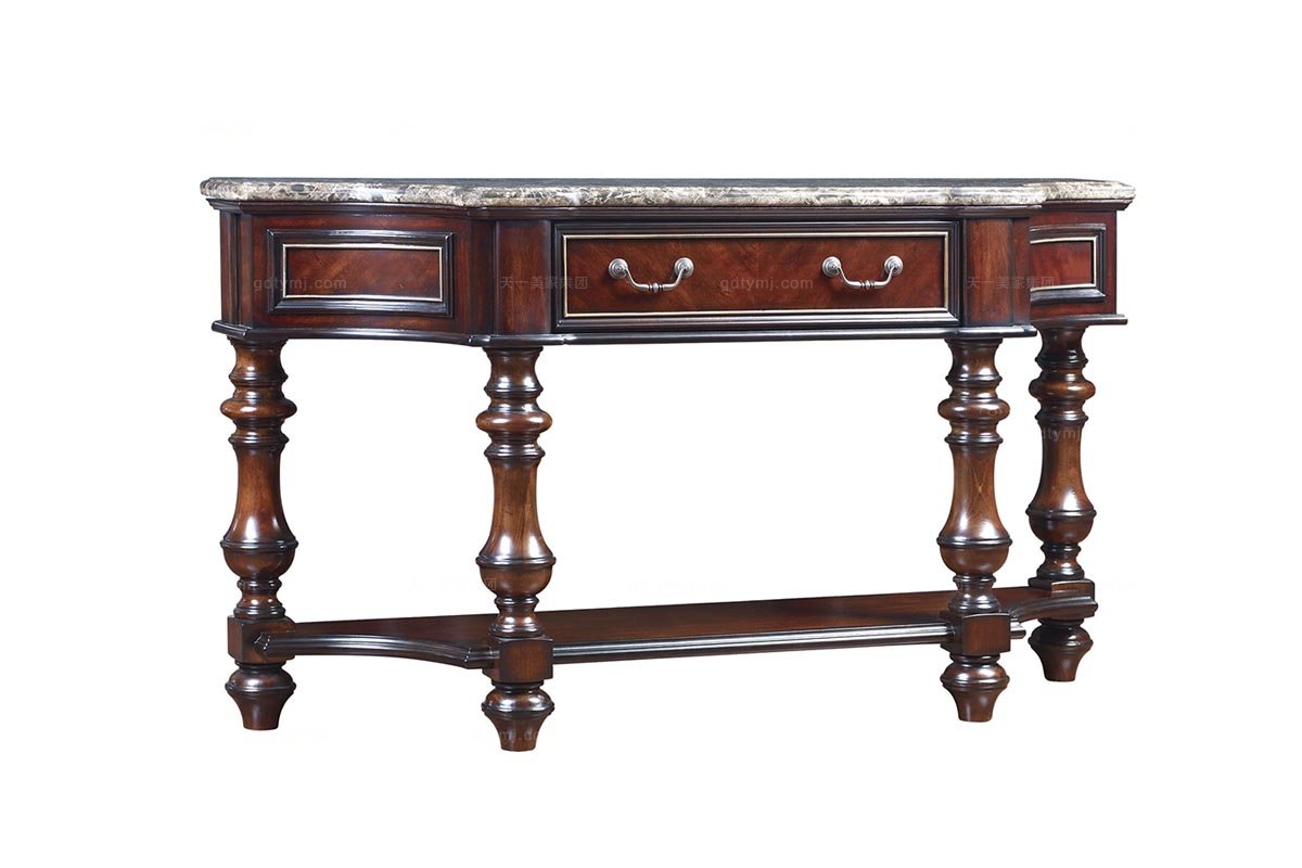 高端星欧注册美式实木大理石面玄关