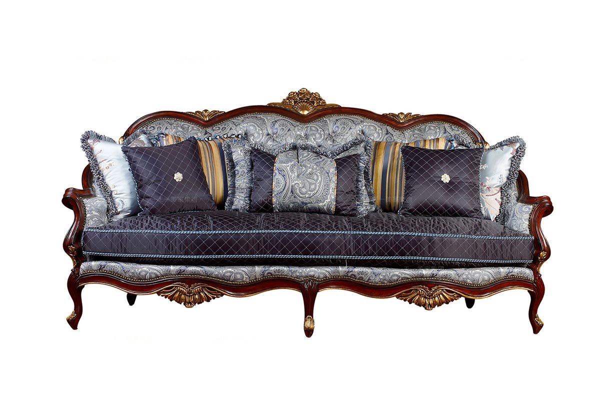 高端美式星欧注册花纹布三位沙发