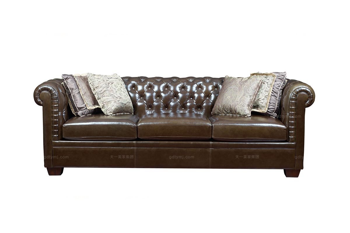 高端简约别墅星欧注册美式真皮沙发