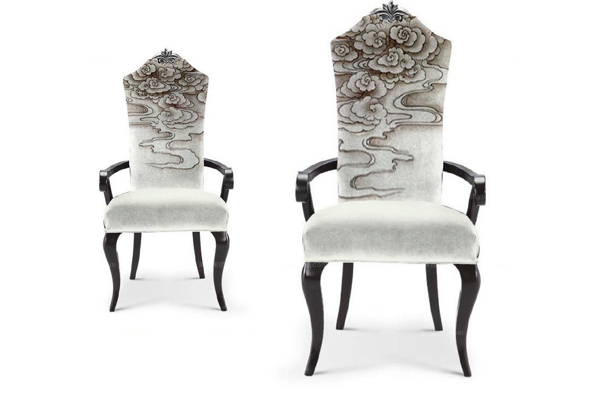 高端新中式风格星欧注册云纹椅