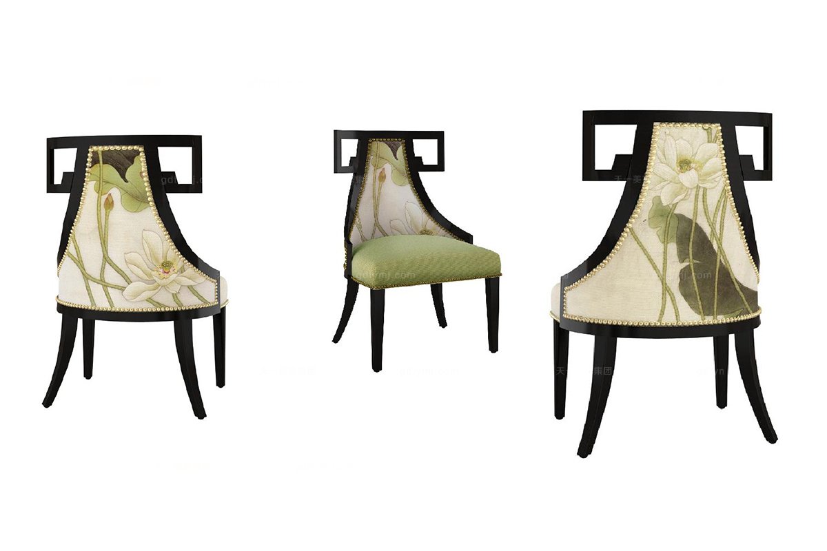 高端新中式高端星欧注册荷花单椅