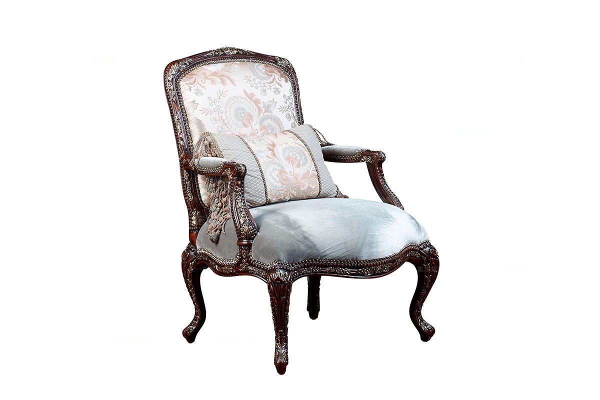 高端美式星欧注册风格花型布艺休闲椅