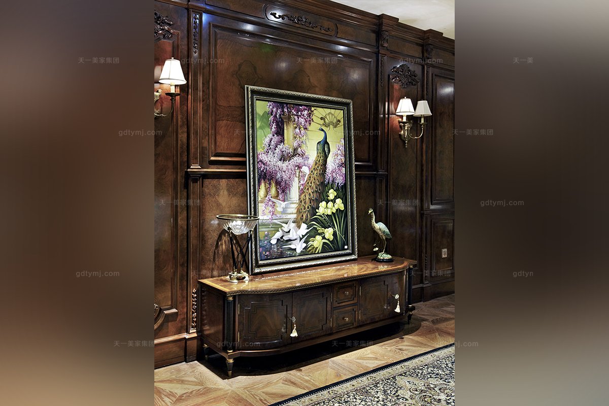高端欧式星欧注册实木雕花电视柜