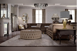 Carpanese新古典客厅系列灰色转角沙发
