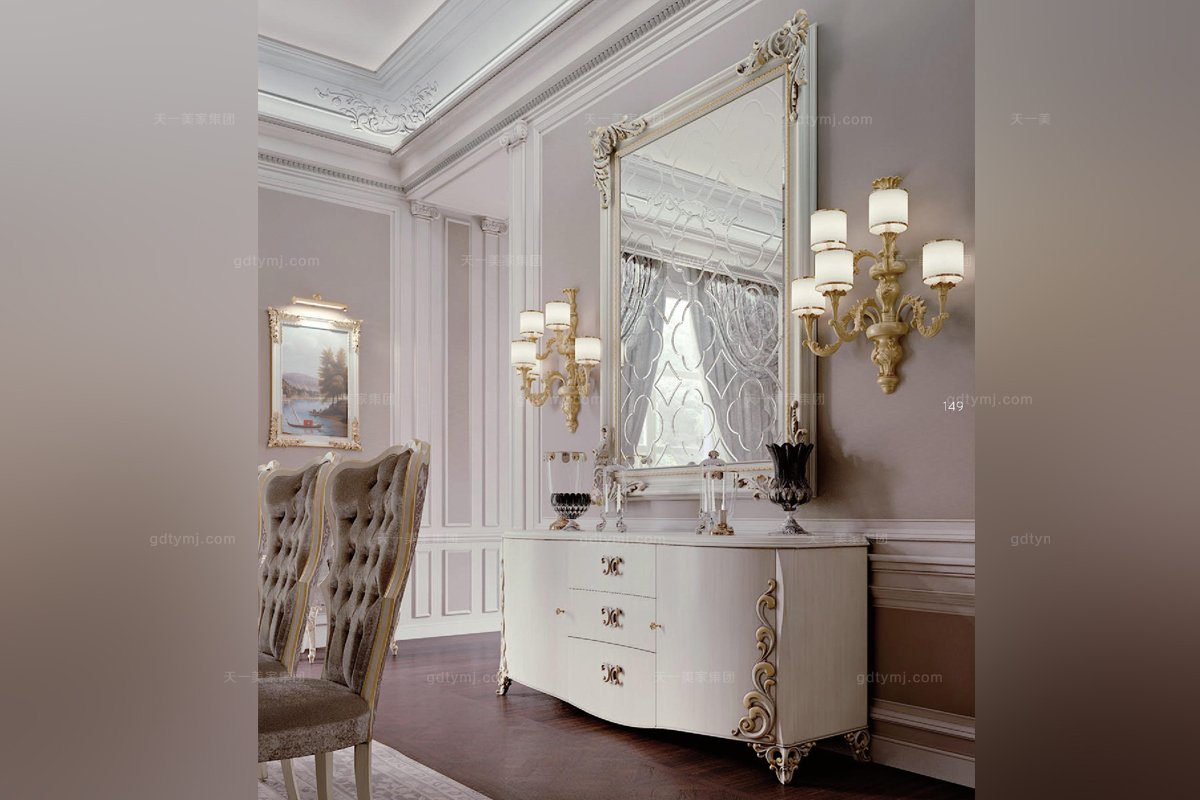 Carpanese新古典餐厅白色系列装饰柜