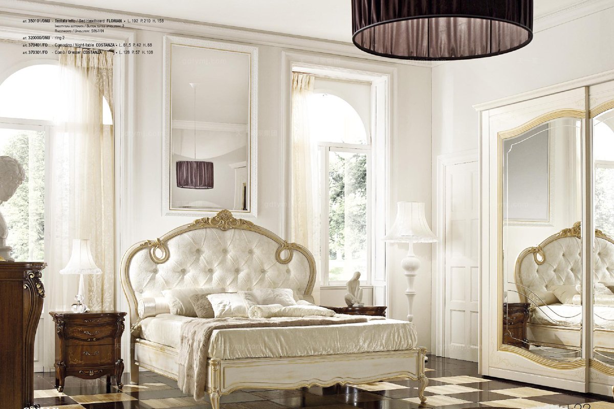 Grilli奢华新古典卧室白色做旧系列