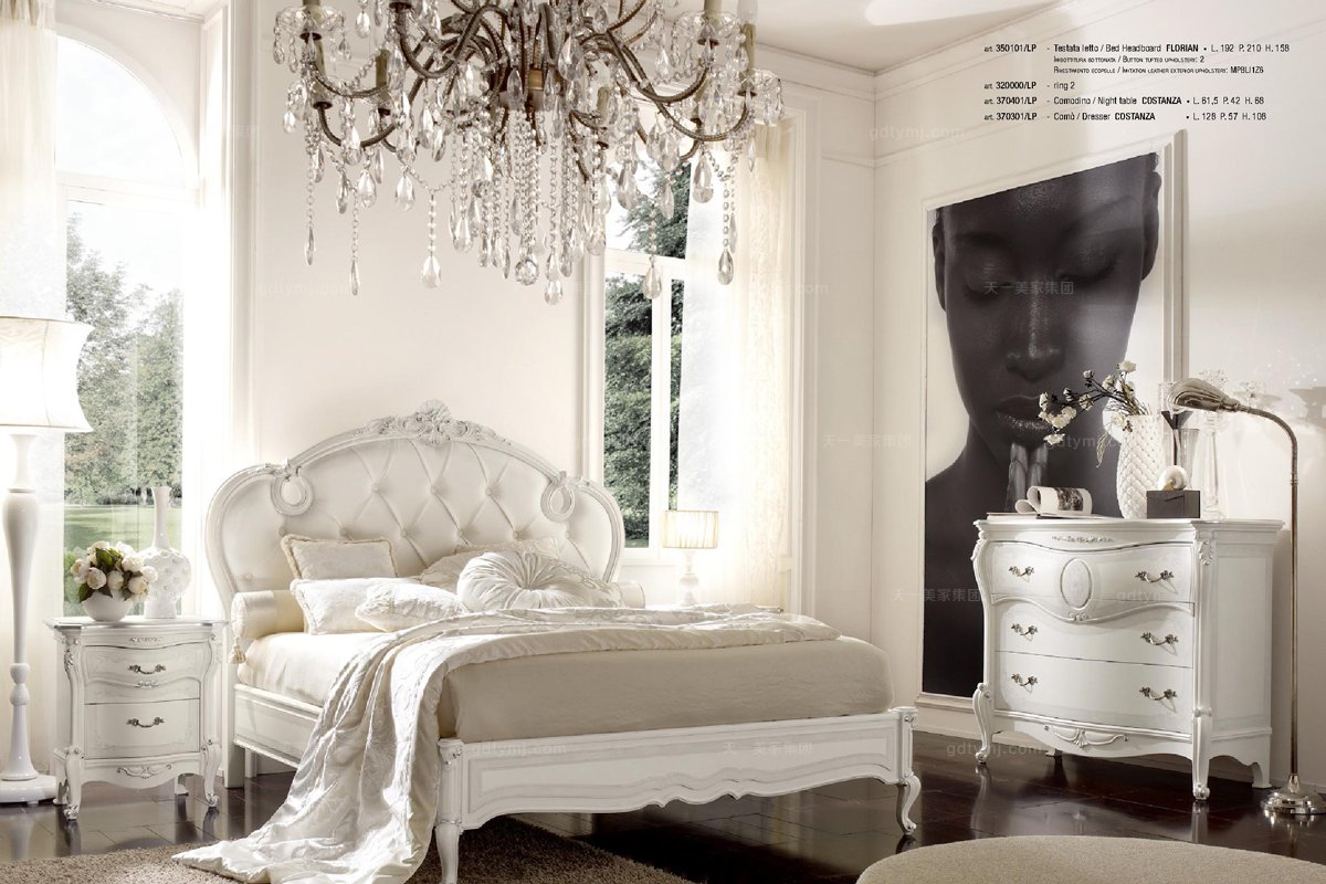 Grilli奢华新古典雕花卧室白色系列