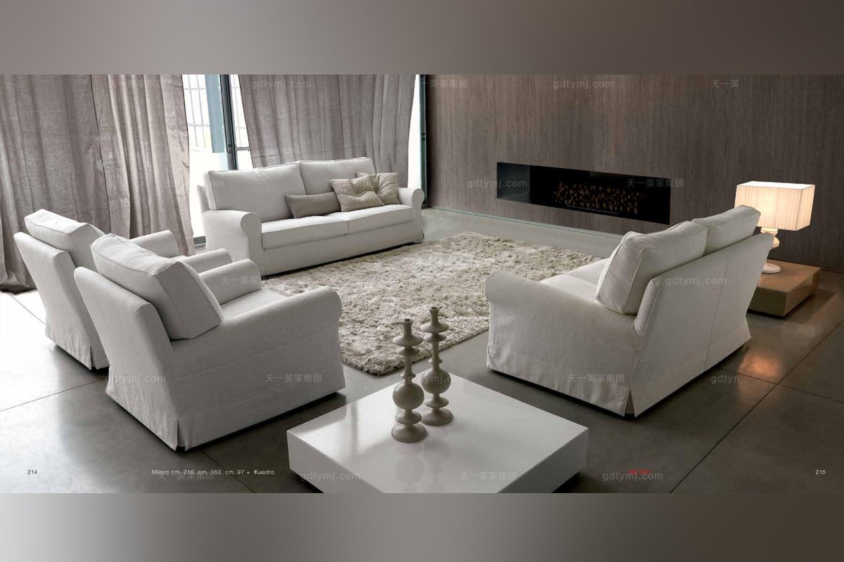 Dema高端时尚现代白色沙发组合