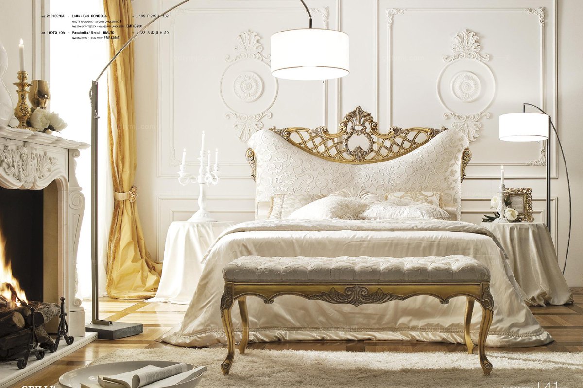 Grilli奢华新古典金色雕花布艺软床系列