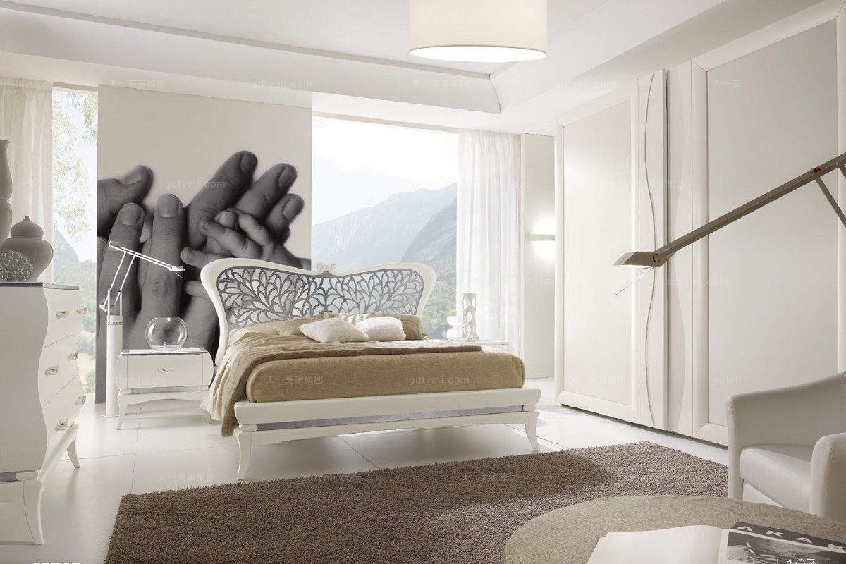 Grilli奢华新古典实木白色卧室系列