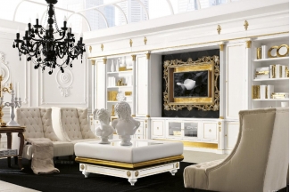 Grilli奢华新古典实木白色客厅系列