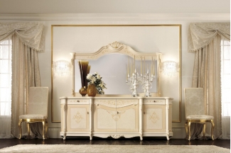 Grilli奢华新古典实木雕花餐厅白色系列