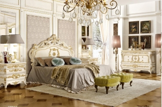 Grilli奢华新古典实木雕花白色卧室系列