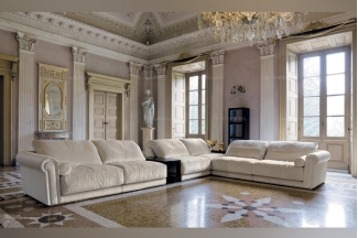 Longhi现代白色布艺客厅组合沙发
