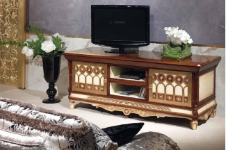 Minotti Luigi&Benigno欧式实木雕花金色电视柜