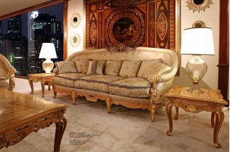 Minotti Luigi&Benigno欧式实木雕花型布艺三位沙发