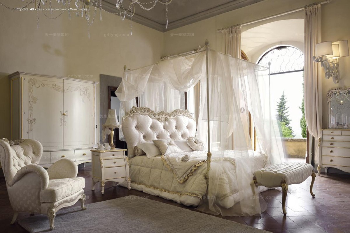 VOLPI意大利进口法式高端品牌雕刻双人床