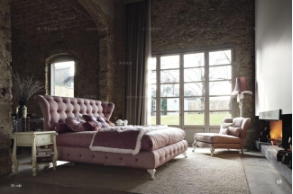  Volpi意大利进口高端时尚法式粉红双人床
