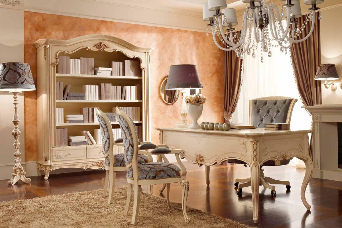 Valderamobili意大利进口高端时尚法式浅色书桌+书椅