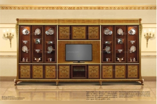 Minotti Luigi&Benigno欧式实木雕花木皮拼花装饰电视柜