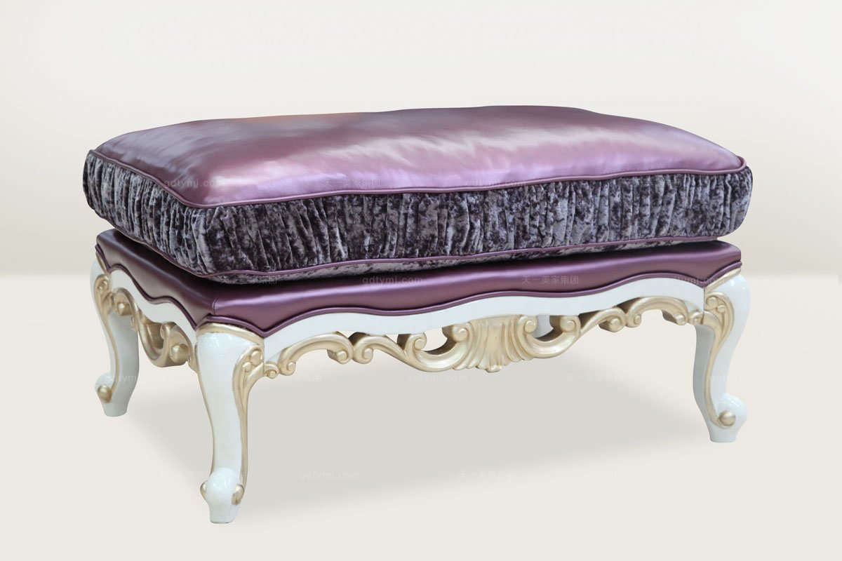 高端品牌简欧雕刻紫色脚凳