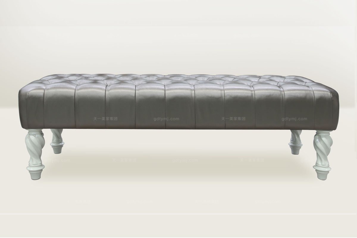 高端品牌板式简欧深色床尾凳