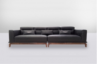 高端品牌简欧深色真皮组合沙发
