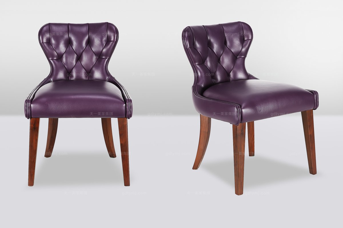 高端时尚简欧紫色真皮休闲椅