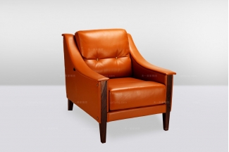高端时尚简欧橙色真皮单位沙发