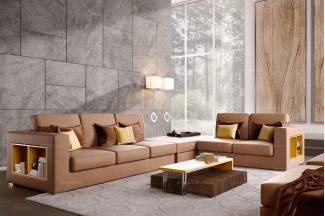 Caroti 卡若缇实木框架黄色转角沙发客厅系列