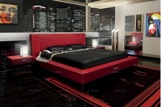 高端时尚现代风格意大利进口兰博基尼系列红色双人床