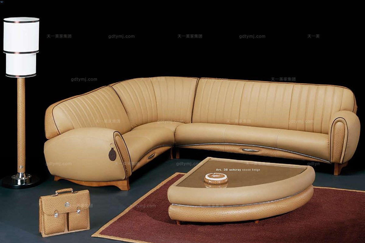 高端时尚现代意大利进口兰博基尼系列杏色转角沙发