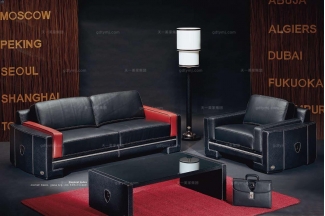 高端品牌现代意大利进口兰博基尼系列黑色真皮沙发