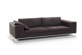 高端品牌现代意大利进口深咖色三人沙发