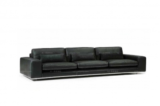 高端品牌现代意大利进口黑色三人沙发