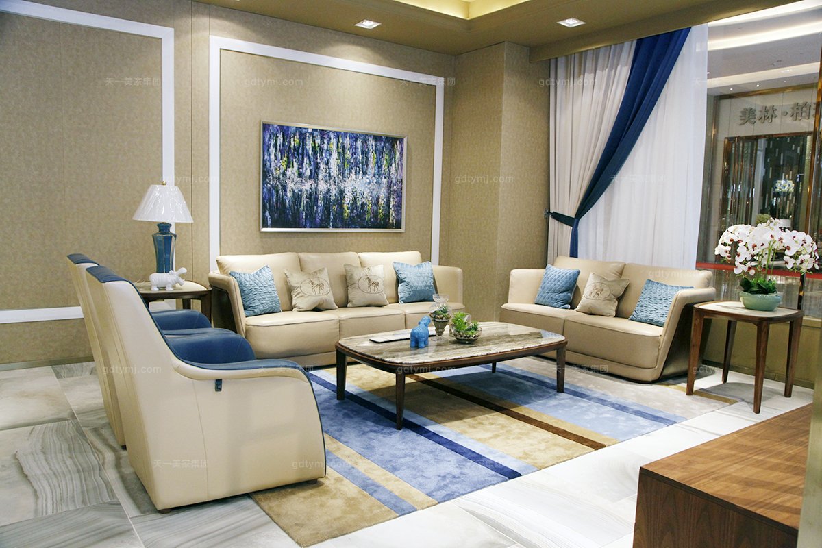 名贵蓝冠注册品牌奢华自然主义真皮客厅沙发系列